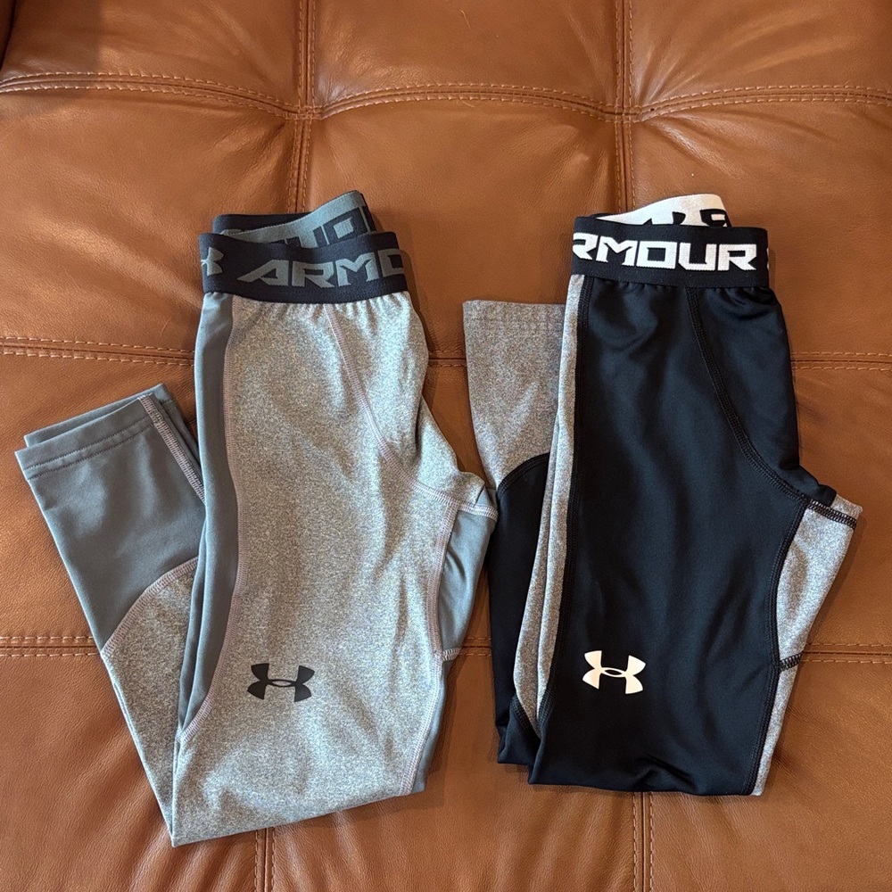 Under Armour Kids' Performance Leggings — Gray and Black